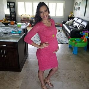 Jessica Simpson Pink Lace Maternity Dress